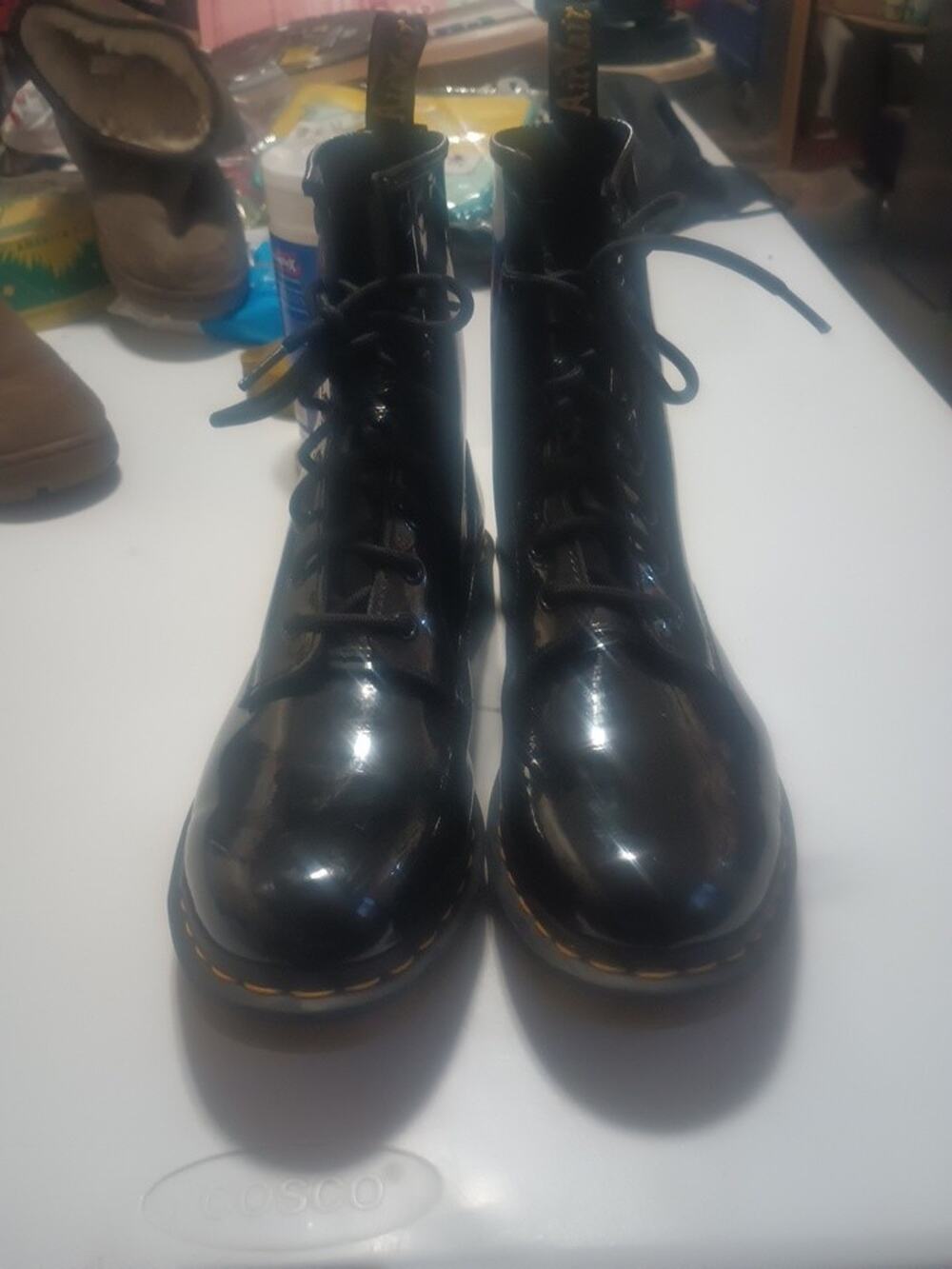 Dr. Martens 1460 Patent Leather Lace Up Classic Boots Black Women size 11,